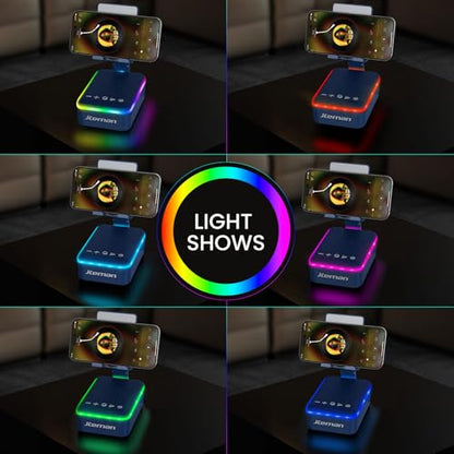 JTEMAN Gifts for Men Women,Cell Phone Stand with Bluetooth Speaker,LED Light,and Lanyard,Cool Tech Gadgets,Unique Birthday Gifts for Men Husband Mom Dad-Blue - color: Blue