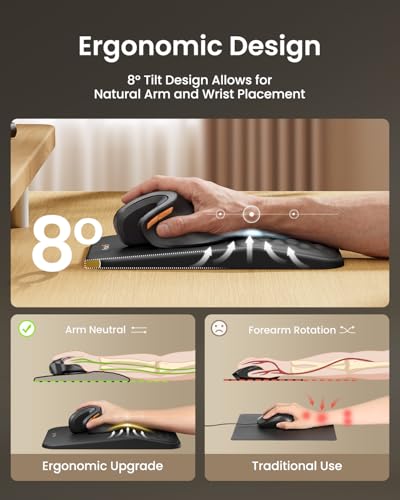 ProtoArc MP50 Ergonomic Mouse Pad with Wrist Rest, PU Leather Mousepad with Soft Memory Foam and Non-Slip PU Base for Pain Relief, Desk, Home, Office, 12x8 Inches, Black (Mouse Not Included) - color: Black PU Leather
