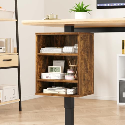 IBUYKE Under-Desk Storage Cabinet Adjustable Cabinet Fits with Standing Desks & Any Desk Legs Clamp-on Shelf for Office and Gaming Room for Elevating Your Workspace UTMZ012H - color: Brown
