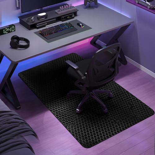 Vicwe Office Chair Mat for Hard Floor, 55"x36" Anti-Slip PVC Computer Chair Mats for Gaming, Easy Glide for Chairs, Multi-Purpose Floor Protector Desk Chair Mat for Home Office - color: Black, size: 55"x36" (for hard floors)
