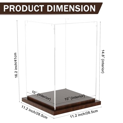 VGMiu Display Cases for Collectibles with Wood Base, Clear Acrylic Display Case Box Showcase for Collectibles, Memorabilia Displays Case for Action Figures Doll Toys - size: Collectibles Case
