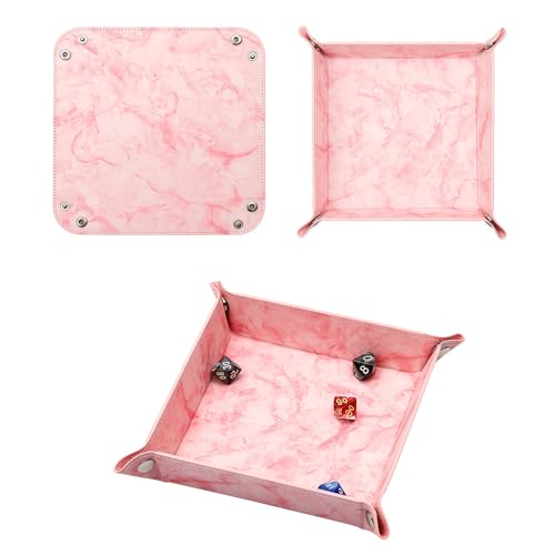 Valet Tray Desktop Storage Organizer – Vegan Leather Catchall Bedside Vanity Tray Nightstand Caddy Holder for Remote Controller, Watch, Keys, Phone, Wallet, Coin, Jewelry, Marble Pink - color: Marble Pink