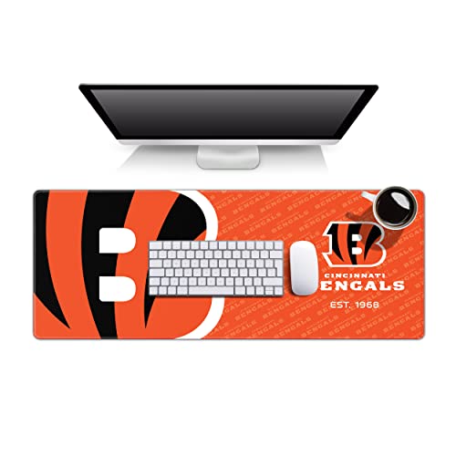 YouTheFan NFL Officially-Licensed Logo Series Desk Pad SMU - Water and Stain Resistant, Heavy-Duty Non-Slip Rubber Backing - fits Under Mouse, Computer and Keyboard - size: One Size, style: Cincinnati Bengals
