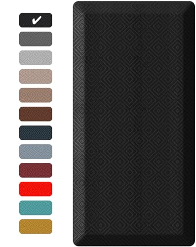 Ophanie Kitchen Mats for Floor, 3/4 inch Thick, 20x39 Anti Fatigue Cushioned Mat with 99+ Pairs of Anti-Slip Bottom Ridges,Kitchen Rugs,Waterproof,Comfort Ergonomic Standing Mat for Office,Home,Sink - color: Black, size: 20"L x 39"W x 0.8"Th