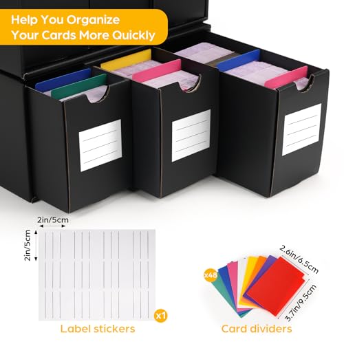 RLAVBL 12-600 CT Trading Card Storage Box with 48 Dividers, 12000+ Card Deck Box for MTG, TCG, PTCG, and Sports Cards Organizer - size: 12 Pack (Drawer)