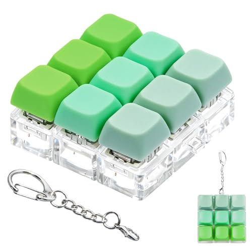 Keyboard Fidget Toy, Keyboard Keychain Fidget Toys, 9-in-1 Clicker Fidget Toy, Stress Relief Desk Decompression Button, Anxiety Relief Valentine's Day Gifts (3 Color-Mix Green) - color: 3 Color-mix Green