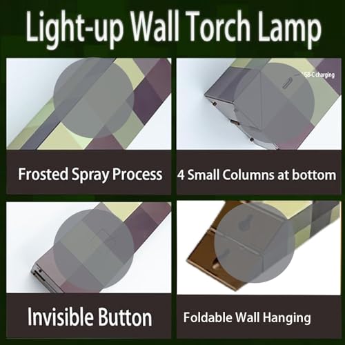 Torch Light Wall Mounted, USB Rechargeable Light-up Torch Lamp with Wall Mount & Hand Held for Boys Bedroom Decoration (7-Colors) - color: 7-Colors
