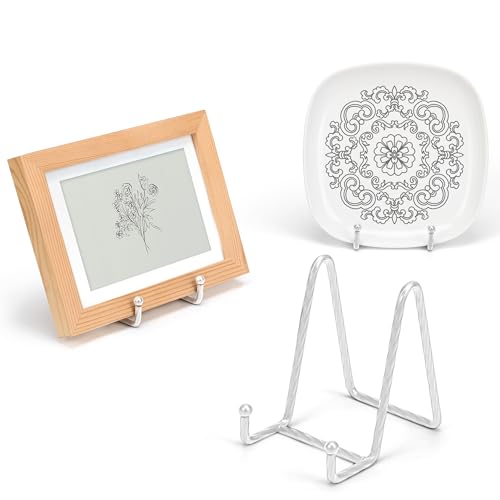 3 Pack 4.5inch YCLYC Picture Stands for Display, Silver Metal Plate Stands for Display - Decorative Plate Stand, Plate Holder Display Stand, Picture Frame Stand - Plate Display Stands for Picture Stand - color: Silver, size: 4.5 inch(3 pack)