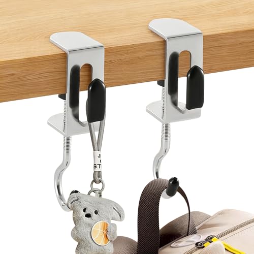 8PCS Desk Hook, Under Desk Handbag Hanger Purse Hook Holder for Table, Backpack Hanger Purse Holder for Desk Adjustable Can Hook Bags, Headphone Holder, Umbrellas, Cups and Keys