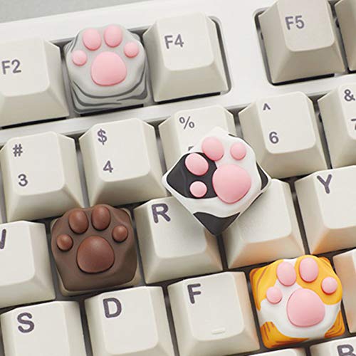 SYA ZOMOPLUS Cute Keycaps,Novelty Cat-Claws Keycap 3D Model OEM Profile Keyboard Keycaps Squishy-Paws Custom Key Caps for Cherry MX Switches Mechanical Gaming Keyboard Catpaw ESC-Key Keycap(4 Pack) - color: 4 Pack