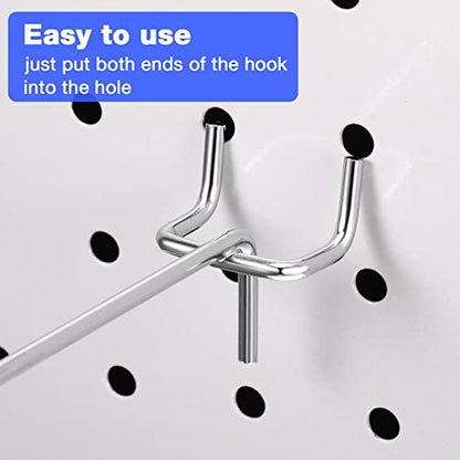 Moxweyeni 100 Pcs Pegboard Hooks Peg Board Organizer Accessories Holders Hanging Stainless Steel Display Wall Hooks for 1/8 and 1/4 Pegboard Wall for Garage Storage Tools(6 Inch) - size: 6 Inch