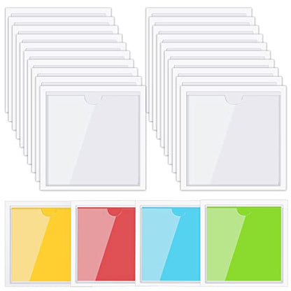 30 Pack Self-Adhesive Index Card Pockets with Top Open for Loading - Ideal Index Card Holder for Organizing and Protecting - Crystal Clear Plastic (4.13 x 4.13 Inches) - size: 4.13 x 4.13 Inches