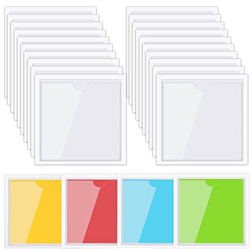 30 Pack Self-Adhesive Index Card Pockets with Top Open for Loading - Ideal Index Card Holder for Organizing and Protecting - Crystal Clear Plastic (4.13 x 4.13 Inches) - size: 4.13 x 4.13 Inches