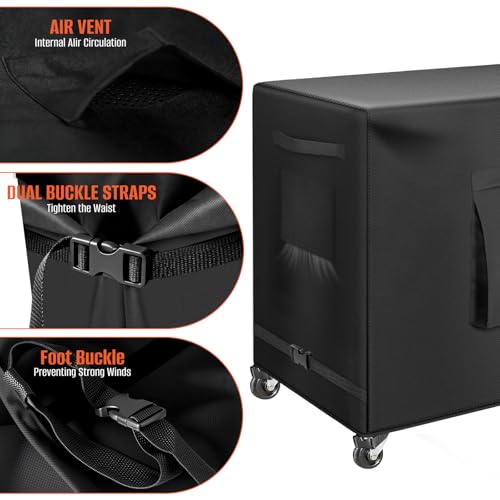 Kovshuiwe 33.8" L x 17.3" W x 32" H Outdoor Prep Table Cover | Waterproof Patio Dining Cart Cover Fitting Stainless Steel Grill Cart Trolley Table Covers - color: Black, size: 33.8" L x 17.3" W x 32" H