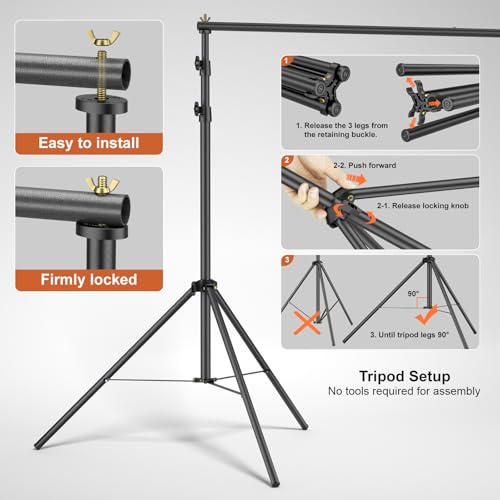 LINCO Lincostore Backdrop Support Stand Kit 10x7.1ft Adjustable Photography Studio Photo Background Support System with Carrying Bag for Green Screen Muslin, 4173-U (10ft Wide 7.1ft high) - size: 10ft wide 7.1ft high