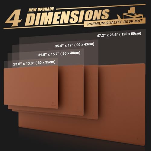 K KNODEL Large Office Leather Desk Mat, Mouse and Keyboard Pad, Computer and Laptop Mat, Desktop Protector and Cover, Writing Pad and Blotter (31.5"x15.7", Brown) - color: Brown, size: 31.5" x 15.7"