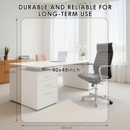 Kuyal 1/5" Thick Office Chair Mat, 40" x48" Heavy Duty Hard Computer Chair Mat, Under Desk Protector Carpeted Floors Mats, Easy Chair Movement, Can be Used on Carpet or Hard Floor, Ship Flat - size: 40" x 48" x 1/5" Rectangle