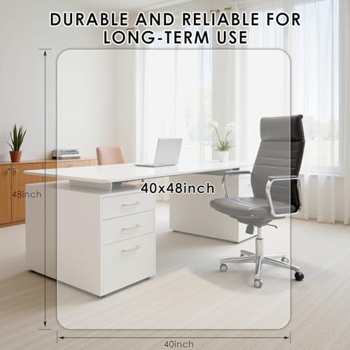 Kuyal 1/5" Thick Office Chair Mat, 40" x48" Heavy Duty Hard Computer Chair Mat, Under Desk Protector Carpeted Floors Mats, Easy Chair Movement, Can be Used on Carpet or Hard Floor, Ship Flat - size: 40" x 48" x 1/5" Rectangle