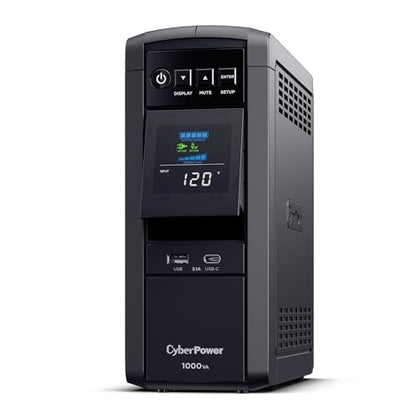 CyberPower CP1000PFCLCD PFC Sinewave UPS Battery Backup and Surge Protector, 1000VA/600W, 10 Outlets, AVR, Mini-Tower, UL Certified - size: 1000VA, style: Mini-Tower