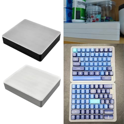 Layer Keycap Storage Box with Detachable Lid Permanent Polystyrene Planner Compact Plan for Mechanical Keyset Enthusiast - color: White
