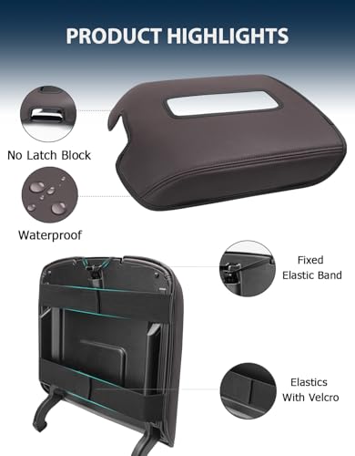 Center Console Armrest Cover for GMC Sierra & Chevrolet Silverado 2014-2018, Tahoe & Yukon & Suburban 2015-2020, Bucket Seat, Car Armrest Protector, Cocoa Brown - color: Cocoa Brown