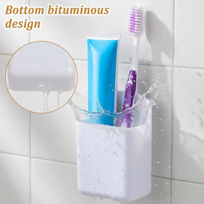 12pcs Wall Mount Remote Control Holder Organizer with Strong Adhesive Tape, ABS Plastic Storage Box for TV Remotes, Pens, Keys, Toothbrushes, Makeup Brushes, White Color