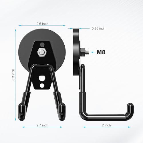 1 Pack Large Heavy-Duty Magnetic Garage Hooks - Strong Magnetic Tool and Utility Hooks with Anti-Scratch Rubber Coating - Ideal for Garage, Workshop, Tool Cart, and Outdoor Storage