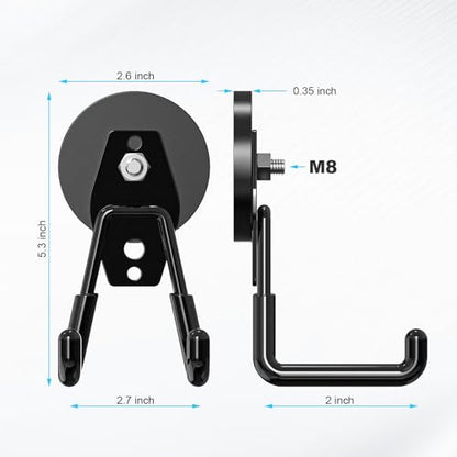 1 Pack Large Heavy-Duty Magnetic Garage Hooks - Strong Magnetic Tool and Utility Hooks with Anti-Scratch Rubber Coating - Ideal for Garage, Workshop, Tool Cart, and Outdoor Storage
