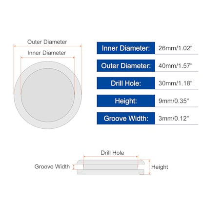 uxcell 8Pcs Rubber Grommets 1-3/16" (30mm) Drill Hole, 1" (25mm) ID Double Sided Hole Plugs Ring Gasket for Firewall Cable Wire Protecting, White - size: 1-3/16"DH, 1"ID