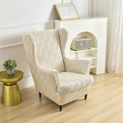 KRFOONN Stretch Wing Chair Slipcovers Printed 2 Piece Wingback Chair Covers Soft Spandex Wingback Armchair Slipcover Furniture Protector Chair Covers for Living Room Wingback Chair, T12 - color: Color T12