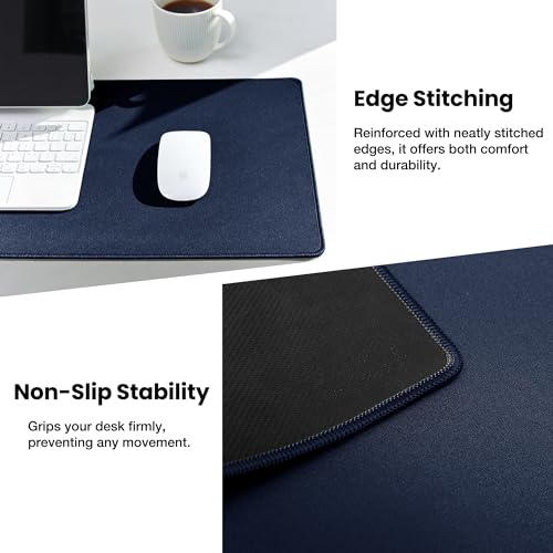 ALOANES Waterproof Mouse Pad with Durable Stitched Edge, Gaming Keyboard, Non-Slip Rubber Base Mouse Mat, Desk pad for Gamer, Office& Home, Dark Blue Mousepad Large(27.6"x11.8"x0.12") - color: 00- Dark Blue, size: Large(27.6" x11.8")