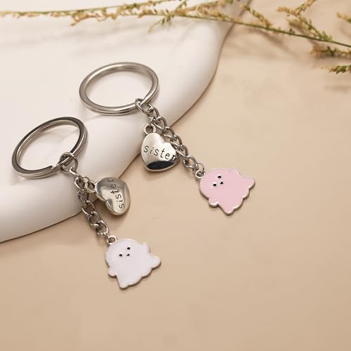 PRCOLUX Funny Cute Ghost Keychain Gifts for Sisters Boyfriend Girlfriend Couple Halloween Christmas Birthday Graduation Gifts - style: Ghost Boo
