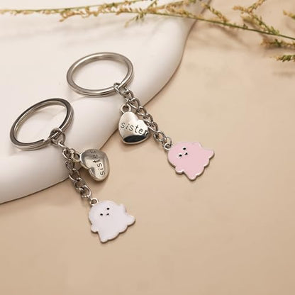 PRCOLUX Funny Cute Ghost Keychain Gifts for Sisters Boyfriend Girlfriend Couple Halloween Christmas Birthday Graduation Gifts - style: Ghost Boo