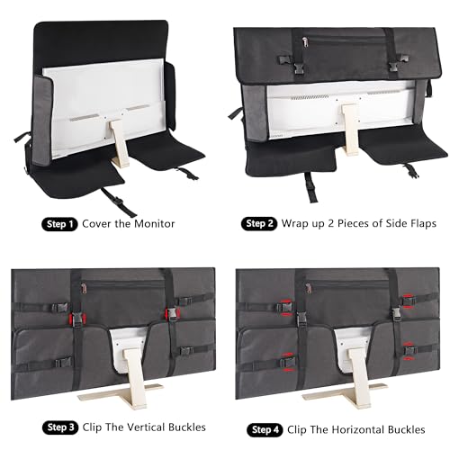 32" Monitor Travel Carrying Bag Compatible with Desktop AIO Computer | Dark Grey | Thick Foam Padding | Reinforced Carry Straps | For Desktop AIO Moving - color: Dark Gray