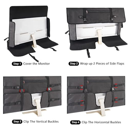 32" Monitor Travel Carrying Bag Compatible with Desktop AIO Computer | Dark Grey | Thick Foam Padding | Reinforced Carry Straps | For Desktop AIO Moving - color: Dark Gray