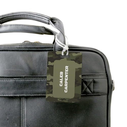 ARTISTIC DIRECT Personalized Camouflage Luggage Tag / 2.75" x 4" Custom Camo Bag Tag / Double Sided Durable Plastic Luggage Tag with Plastic Strap / Made in The USA - style: Camo
