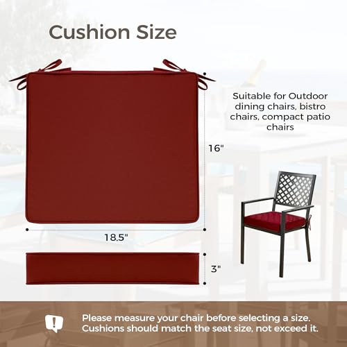 UNIKOME Outdoor Chair Cushions Set of 4, Water Resistant Patio Seat Cushions with Ties for Outdoor Furniture, High-Density Foam, UV & Fade Resistant, Piped Edge – 18.5" x 16" x 3", Wine Red - color: 04 Wine Red, size: 18.5" W X 16" D X 3" H