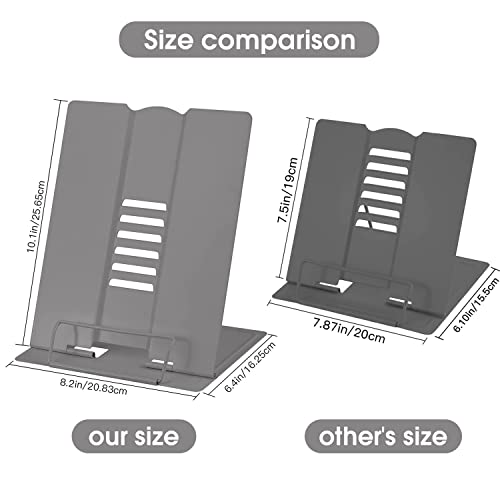Large Book Stand for Desk Reading Hands Free, MSDADA Book Holder Adjustable Document Cookbooks Holder for Textbooks Tablet Music Books Recipe (Grey) - color: Grey