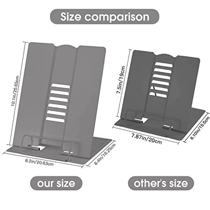 Large Book Stand for Desk Reading Hands Free, MSDADA Book Holder Adjustable Document Cookbooks Holder for Textbooks Tablet Music Books Recipe (Grey) - color: Grey