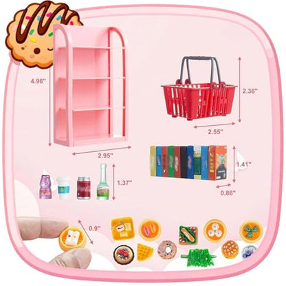 164pcs Miniature Supermarket Shelves Furniture Model 4 Layers Shelf Display Rack Doll House Accessory Storage Bookshelf Accessories Mini Locker Decor Food Drink Bottle Toy Cosplay Game Party - style: 164 Miniature Supermarket Shelves