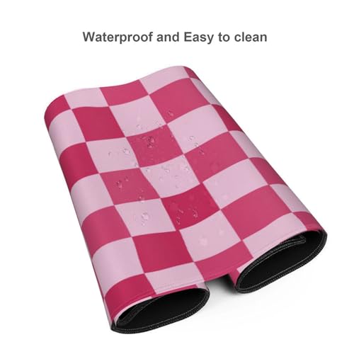 Pink Purple Checkerboard Mouse Pad Large Desk Mat for Keyboard and Mouse Non-Slip Gaming Mousepad Office Desk Accessories for Computer 35.4x15.7Inch - color: Pink Purple Checkerboard