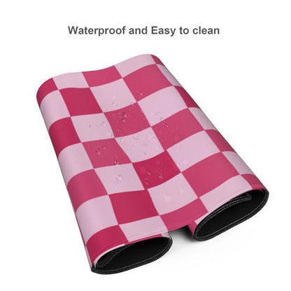 Pink Purple Checkerboard Mouse Pad Large Desk Mat for Keyboard and Mouse Non-Slip Gaming Mousepad Office Desk Accessories for Computer 35.4x15.7Inch - color: Pink Purple Checkerboard