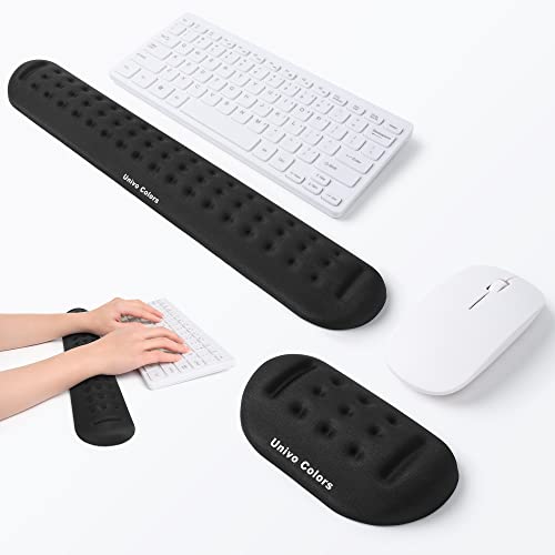 Univo Colors Black Keyboard Wrist Support and Mouse Wrist Rest Set, Made of Memory Foam Soft Gel, Ergonomic Pad for Computer, Laptop, Mouse, Office, Gaming - color: Kw_black, style: Wrist Rest for Keyboard & Mouse