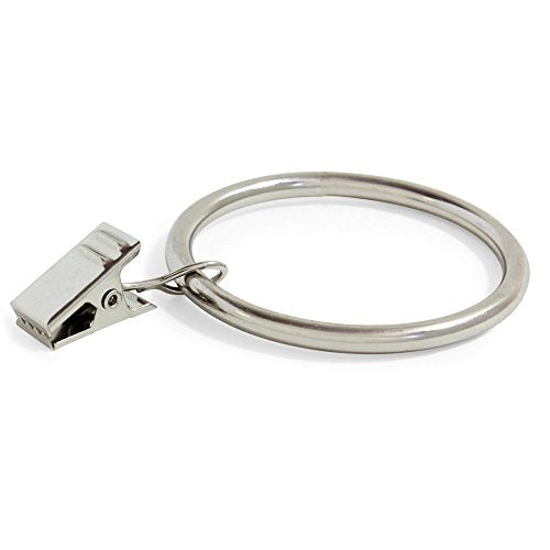 Ivilon Curtain Rings - Set of 14 Decorative Drapery Rings Curtain Clip Rings with Strong Clips 2" Diameter - Color Brushed Nickel - color: Brushed Nickel, size: Set of 14 (2")