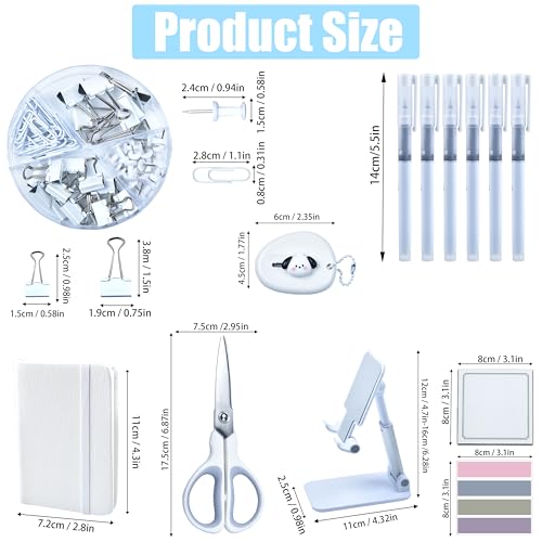 White Desk Accessories, 25Pcs White Office Supplies and Desk Organizers, with Tape Dispenser, Stapler, Staple Remover, Ect, Gift Box Packaging - color: White