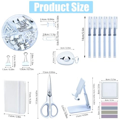 White Desk Accessories, 25Pcs White Office Supplies and Desk Organizers, with Tape Dispenser, Stapler, Staple Remover, Ect, Gift Box Packaging - color: White