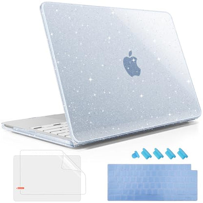 May Chen Compatible with MacBook Neo 13 inch Case 2026 Model A3404, Plastic Hard Shell,Keyboard Cover,Screen Protector,Dust Plug, for MacBook Neo 13" with A18 Pro Chip, Glitter Blue - color: Glitter Blue