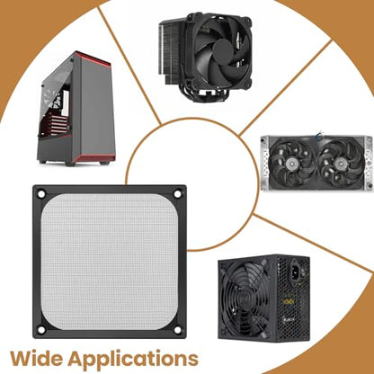 4 Pcs Computer Fan Filter Grills, 120mm Aluminum Frame Stainless Steel Mesh Dustproof Cover for Computer Case, Black