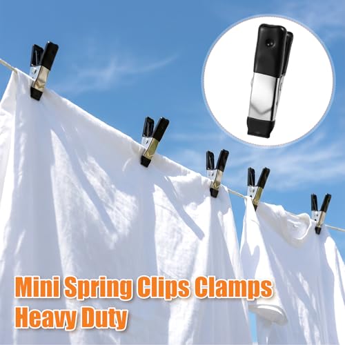 100 Pcs 2 Inch Small Metal Spring Clamps, Small Spring Clips Clamps Heavy Duty Mini Clips with Rubber Tips for Woodworking DIY Crafts Photography Backdrop Camping Sealing