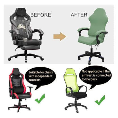 Gaming Chair Cover Set with Armrest Covers, Stretch Ruffled Slipcover for Racing Office Computer Reclining Chairs (Avocado Green) - color: Avocado Green